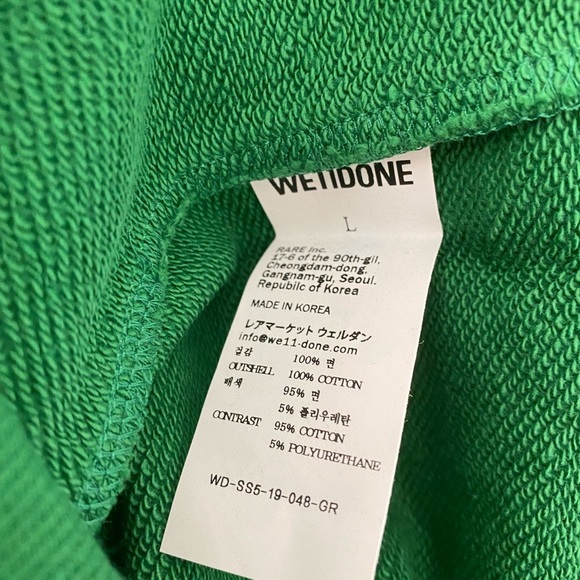 NEW We11done Green Reflective Logo Sweatshirt - Picture 8 of 8